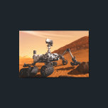 Mars Science Laboratory Curiosity Rover. Canvastryck<br><div class="desc">Artist concept of Mars Science Laboratory Curiosity rover, a mobile robot for investigating Mars' past or present ability to sustain microbial life. In this picture, the rover examines a rock on Mars with a set of tools at the end of the rover's arm, which extends about 7 feet. Two instruments...</div>