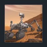 Mars Science Laboratory Curiosity Rover. Magnet<br><div class="desc">Artist concept of Mars Science Laboratory Curiosity rover, a mobile robot for investigating Mars' past or present ability to sustain microbial life. In this picture, the rover examines a rock on Mars with a set of tools at the end of the rover's arm, which extends about 7 feet. Two instruments...</div>