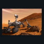 Mars Science Laboratory Curiosity Rover. Poster<br><div class="desc">Artist concept of Mars Science Laboratory Curiosity rover, a mobile robot for investigating Mars' past or present ability to sustain microbial life. In this picture, the rover examines a rock on Mars with a set of tools at the end of the rover's arm, which extends about 7 feet. Two instruments...</div>