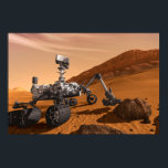 Mars Science Laboratory Curiosity Rover. Poster<br><div class="desc">Artist concept of Mars Science Laboratory Curiosity rover, a mobile robot for investigating Mars' past or present ability to sustain microbial life. In this picture, the rover examines a rock on Mars with a set of tools at the end of the rover's arm, which extends about 7 feet. Two instruments...</div>