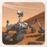 Mars Science Laboratory Curiosity Rover. Underlägg Papper Kvadrat<br><div class="desc">Artist concept of Mars Science Laboratory Curiosity rover, a mobile robot for investigating Mars' past or present ability to sustain microbial life. In this picture, the rover examines a rock on Mars with a set of tools at the end of the rover's arm, which extends about 7 feet. Two instruments...</div>