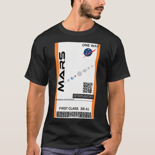 Mars Space Biljett T Shirt (Framsida)