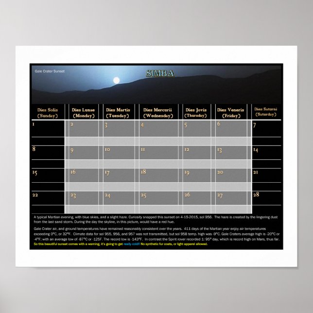 Mar's Sunset: Gale Crater Poster (Framsidan)