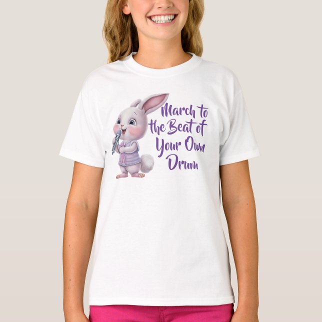 Mars till Beat din egen truma Cute Bunny T Shirt (Framsida)