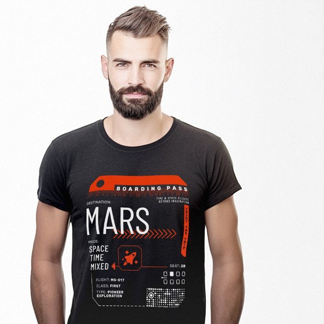 Mars Time Travel Biljett Boarding Pass T Shirt (Mars Time Travel Ticket Boarding Pass T-Shirt)