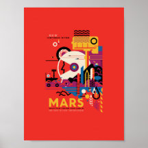 Mars Travel Poster, Tourist, Planet, astronomi