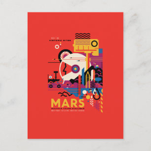 Mars Travel Poster, Tourist, Planet, astronomi Vykort