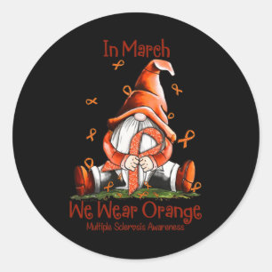 Mars Vi Bära Orange Gnome Många Sclerosis Ms 1 Runt Klistermärke