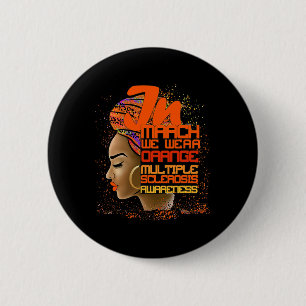 Mars Vi Bära Orange Många Sclerosis Afro Black Knapp