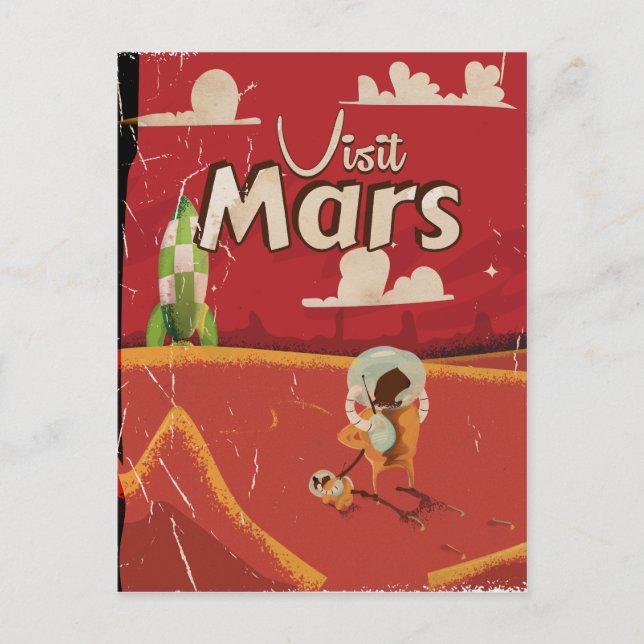 Mars Vintage Resemalj Vykort (Framsida)