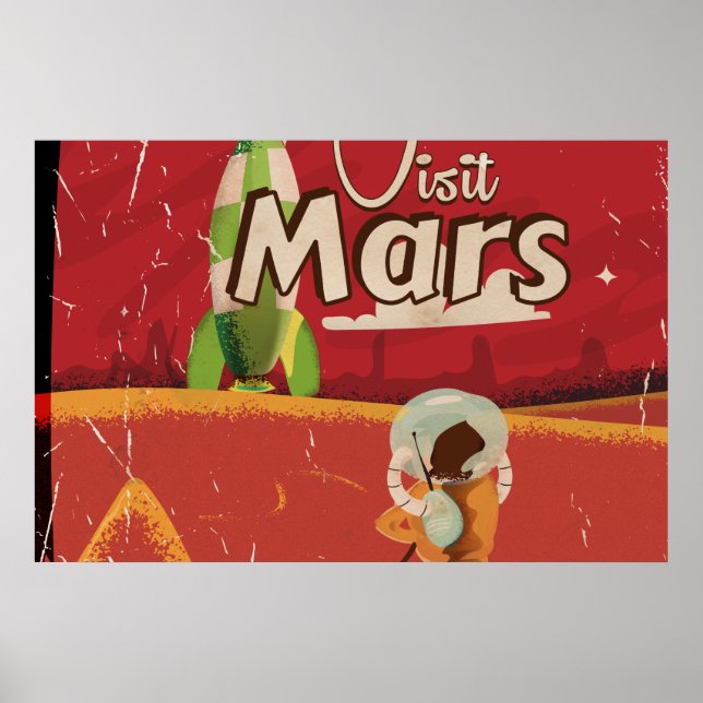 Mars Vintage Resemallarvykort Poster (Framsidan)