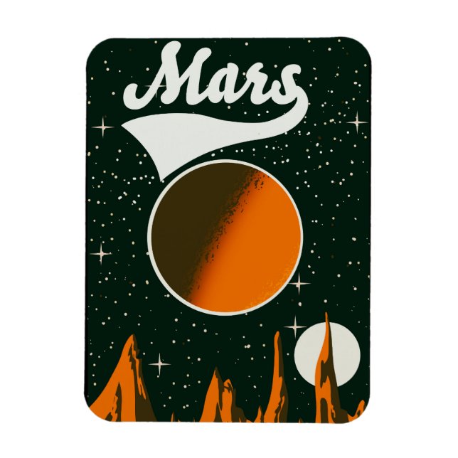 Mars vintage rymdkonst magnet (Vertikal)
