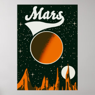Mars vintage rymdkonst poster