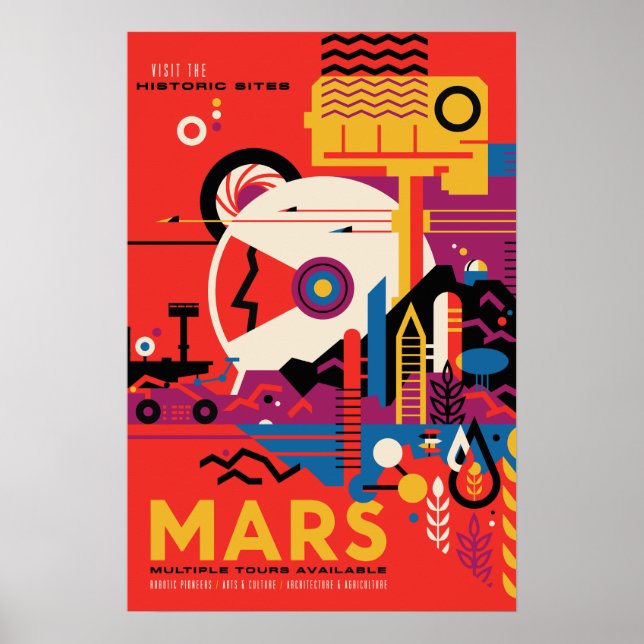 Mars Vintage Space Travel Poster (Framsidan)