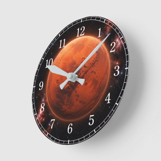 Mars Wall Clock — Space-Inspired Design Rund Klocka (Vinkel)