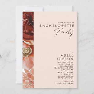 Marsala Autumn Blommigt Bachelorette Party Inbjudningar