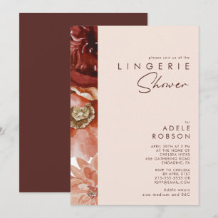 Marsala Autumn Blommigt Lingerie Shower Inbjudningar