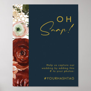 Marsala Autumn Blommigt   Underskrift för marin Oh Poster