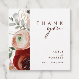 Marsala Autumn Blommigt | Vit Tack Gåvor Etiketter