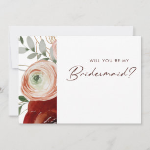Marsala Autumn Blommigt White Bridesmaid Frieri Inbjudningar