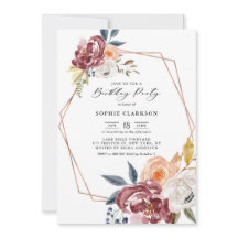 Marsala Autumn Flowers Geometric Födelsedagsfest