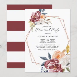Marsala Autumn Flowers Geometric Pension Party Inbjudningar