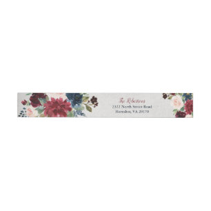 Marsala & blom- shabby chicpersonlig för marin etikettband