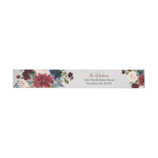 Marsala & blom- shabby chicpersonlig för marin etikettband