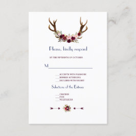 Marsala Blommigt Antlers Navy Blue Fall WedOSA OSA Kort