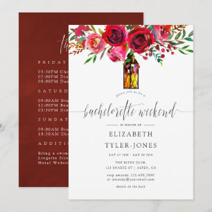 Marsala Blommigt Bachelorette Helg Itinerary Inbjudningar