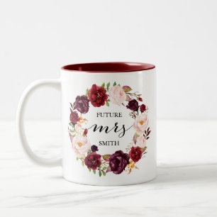 Marsala Blommigt Bröllop Planering, Coffee Mugg