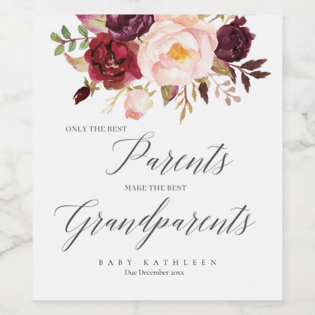 Marsala Blommigt Gravid  Meddelande om Vin-etikett Vinflaska Etikett (Singel etikett)