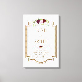 Marsala Blommigt Guld Fall Kärlek är Sweet Sign Canvastryck