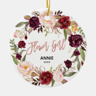 Marsala Blommigt Guld Flower Girl Julgransprydnad Keramik