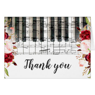 Marsala blommigt musik piano tangentbord tack hälsningskort