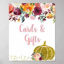 Marsala Blommigt Pumpkin Cards and Gifts Poster