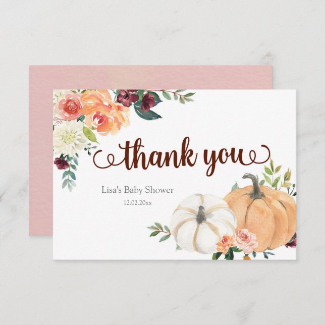  Marsala Blommigt Pumpkin - tackkort Tack Kort (Fram/baksida)