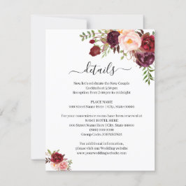 Marsala Blommigt Romantic Boho Chic Infoga kort