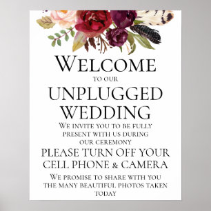 Marsala Boho Blommigt Unplugged Bröllop CeremonySi Poster