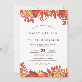 Marsala Brown Burgundy Blommigt Fall Wedding Inbjudningar