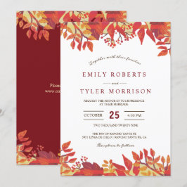 Marsala Brown Burgundy Blommigt Fall Wedding Inbjudningar