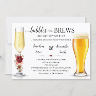 Marsala Bubbles & Brews innan jag gör Par Shower Inbjudningar