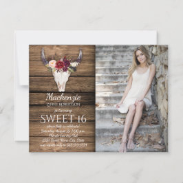 Marsala Burgunder Blommor Ko Skalle Foto Sweet 16 Inbjudningar