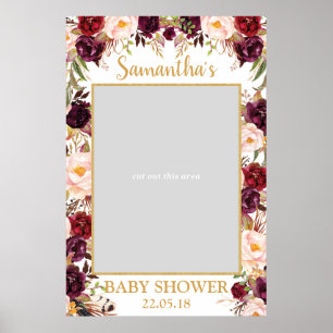 Marsala burgunder rosé baby shower fotopropp poster