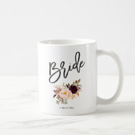 Marsala burgundy Blommigt bride Kaffemugg