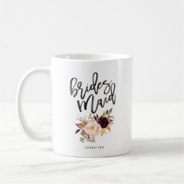 Marsala burgundy Blommigt bridesmaid Kaffemugg