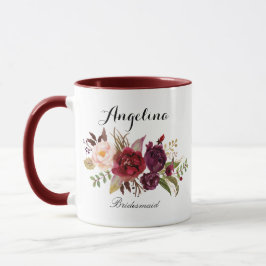 Marsala burgundy Blommigt bridesmaid Mugg