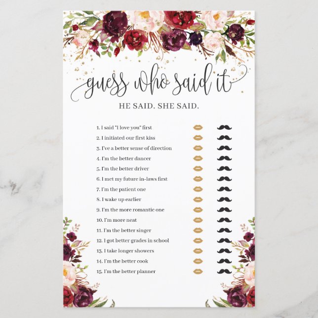 Marsala burgundy blommigt gissa vem som sa att det (Framsida)