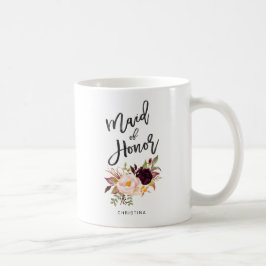 Marsala burgundy Blommigt maid of honor Kaffemugg