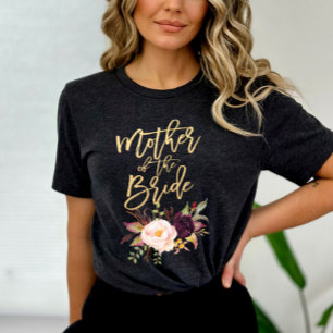 Marsala burgundy Blommigt Mor i Groom T Shirt